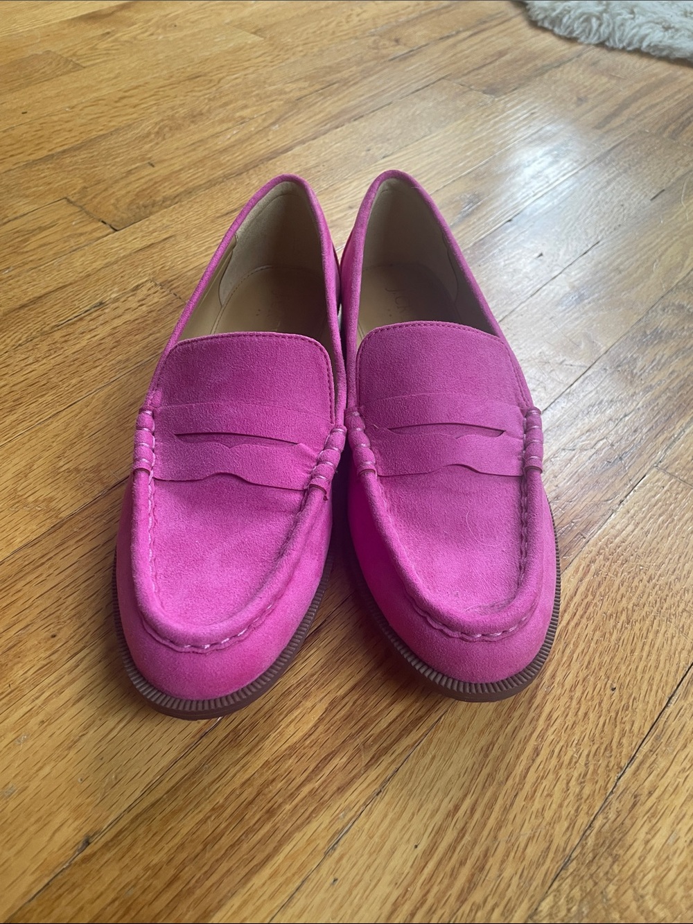 J. Crew Pink Suede Penny Loafers